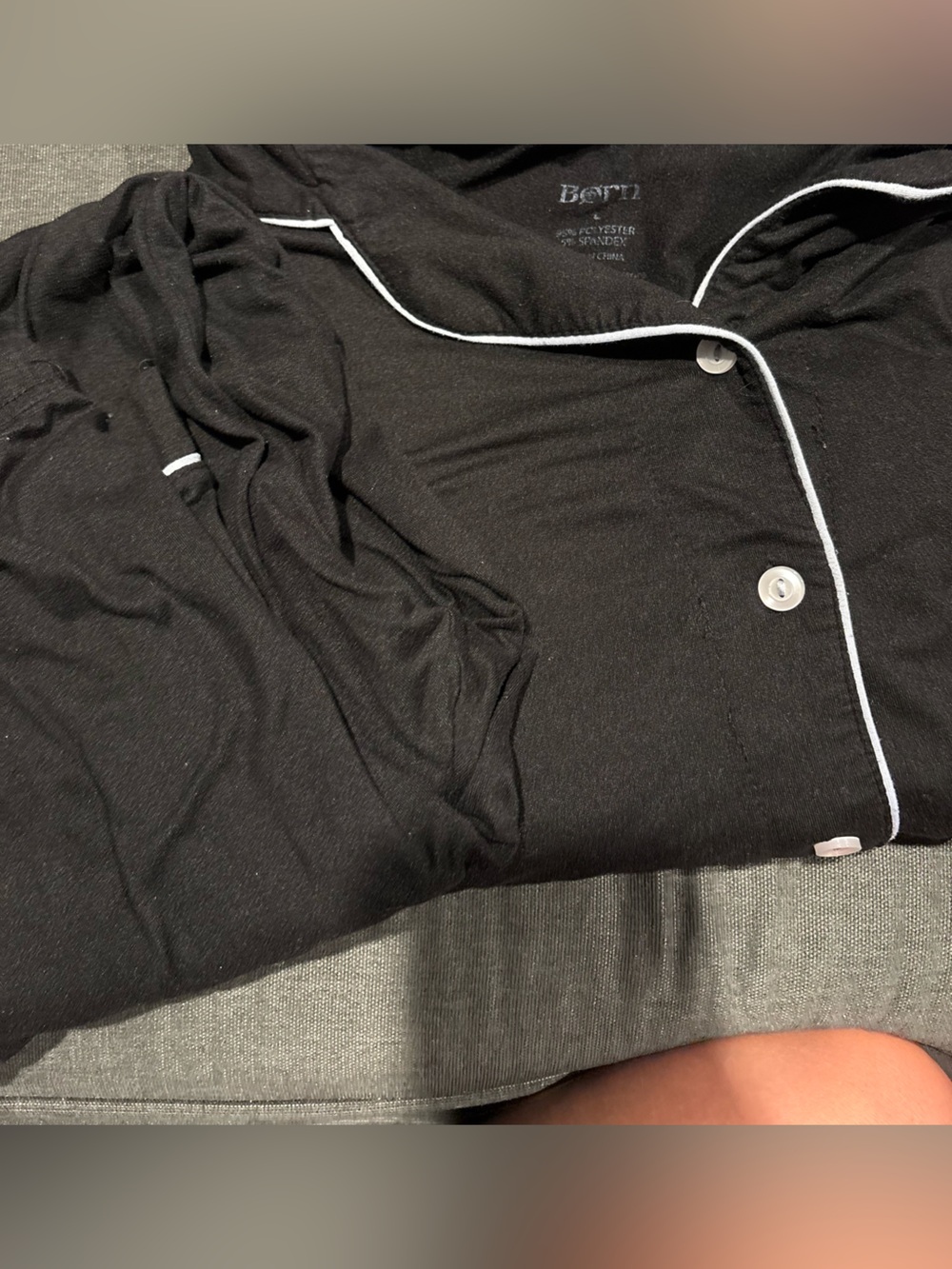 Born Black Top with White Piping Trim